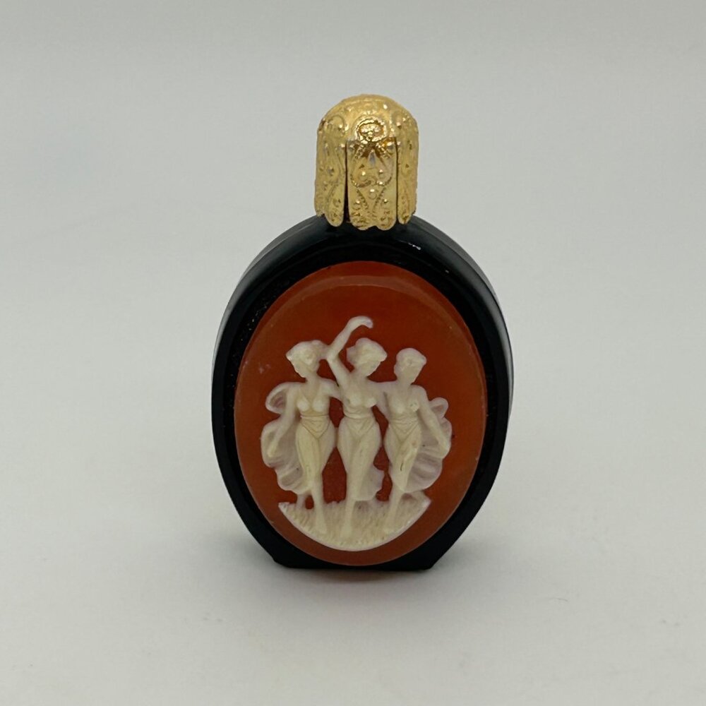 Vintage Three Graces Cameo Perfume Bottle Resin Black Glass Made in Austria READ - Picture 5 of 16